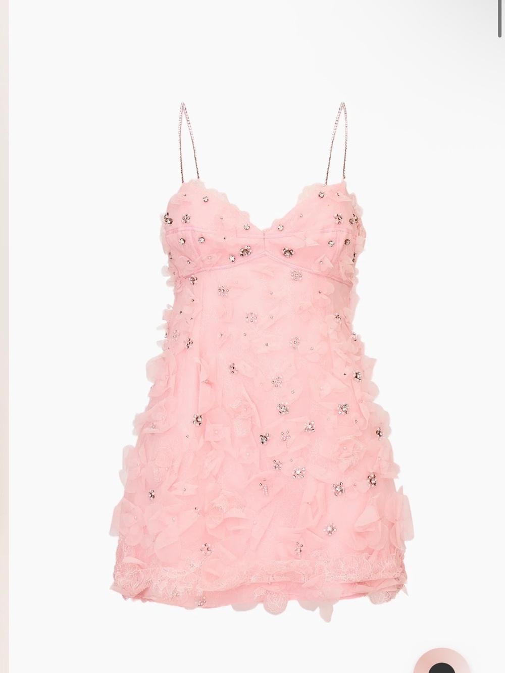 LoveShackFancy Pink Floral Appliqué Mini Dress with Beaded Accents - Picture 8 of 9